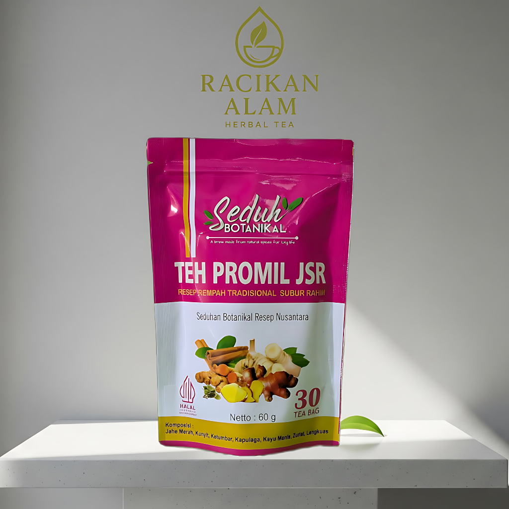 

Teh Herbal Seduh Botanikal Teh Rempah Tradisional – Teh Promil JSR – Subur Rahim (30 Tea Bag / 60g)