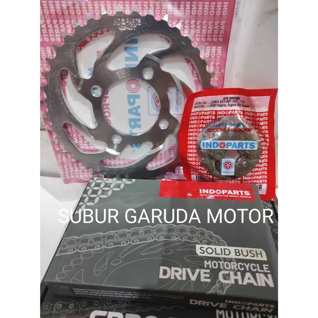 GEAR SET INDOPARTS SUPRA X 100 SUPRA FIT LAMA ASTEA GRAND MERK INDOPART ORISINIL GIR PAKET RANTAI 15