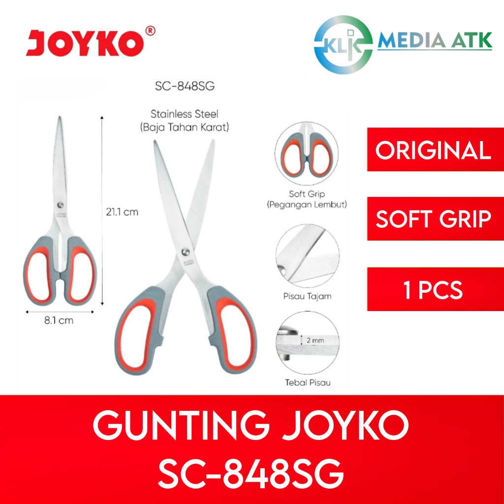 

Gunting - Scissors Soft Grip Joyko SC-848SG - 1 Pcs