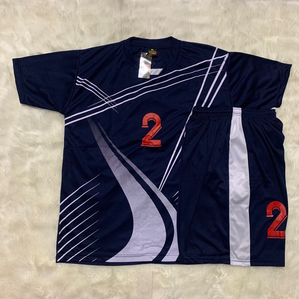 Kaos Team Bola isi 18stel Size L Navy-Putih