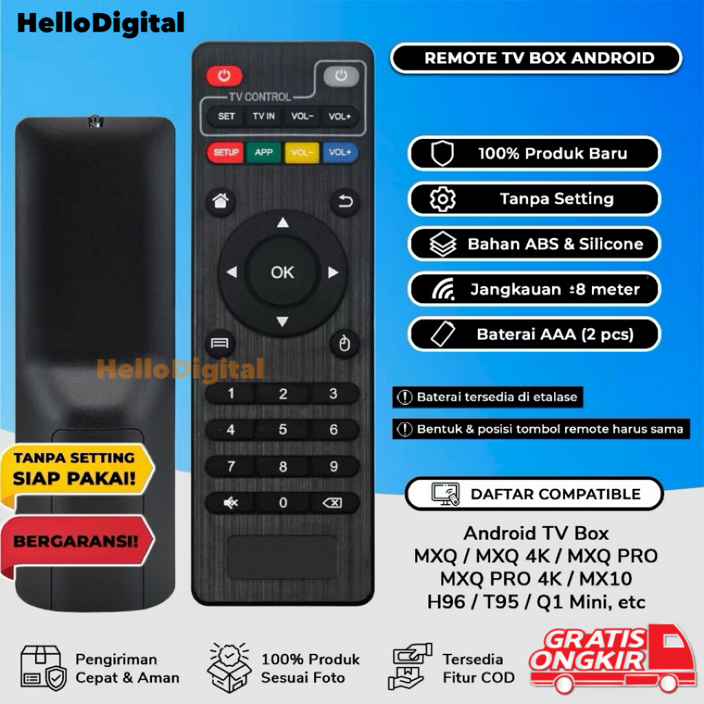 Remote MXQ Remot Android TV Box MXQ / Remote Android TV Box MXQ X96Q Q1 Q2 Q3 WESTAR W1 S96MAX DLL