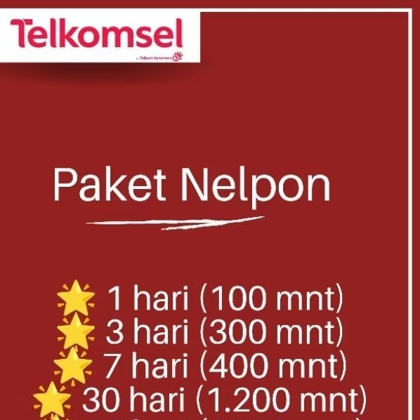 PAKET NELPON/PAKET NELPON 1 HARI/3 HARI/7 HARI/30 HARI/TELKOMSEL