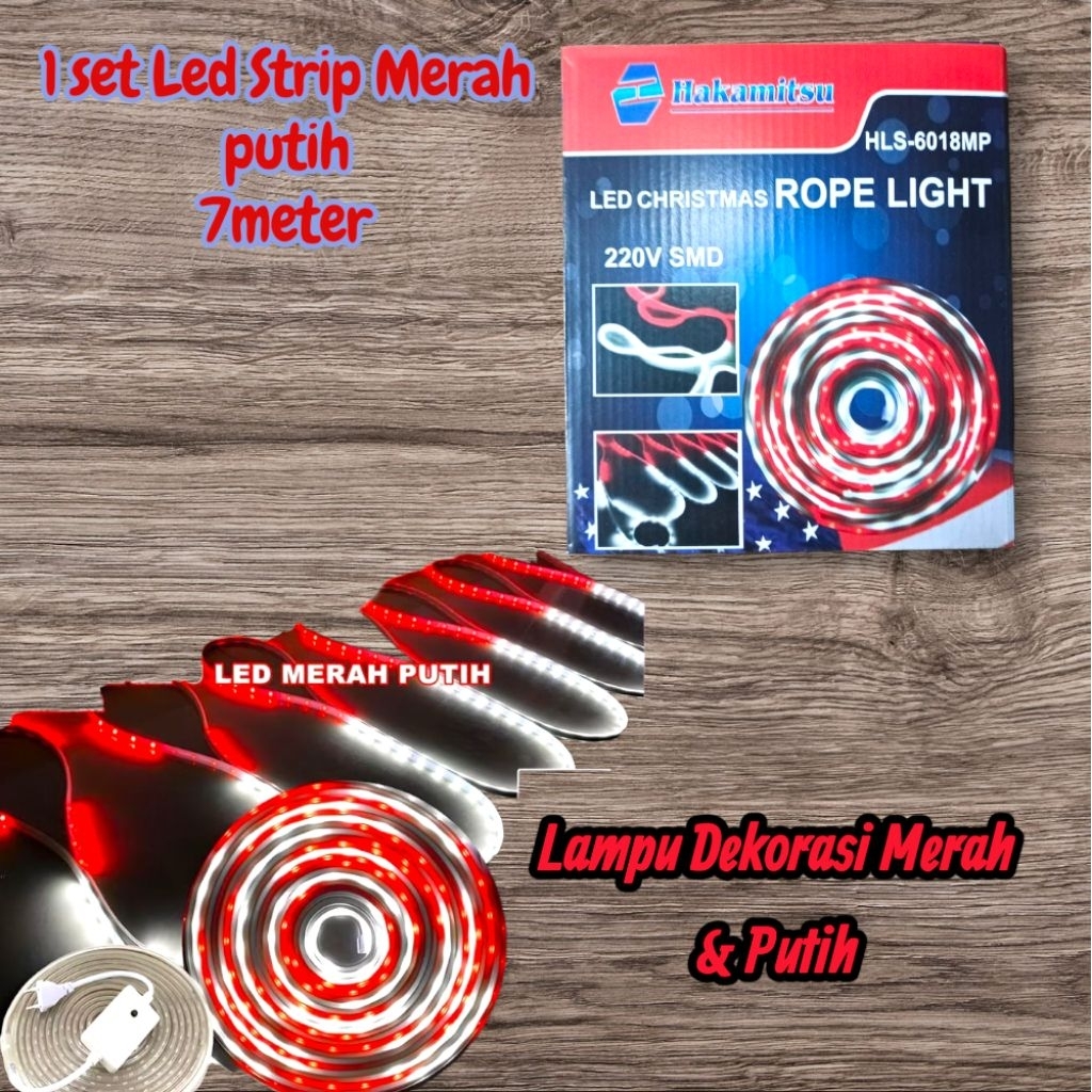 LAMPU LED STRIP  MERAH & PUTIH / PAKET LED STRIP MERAH PUTIH / 7METER