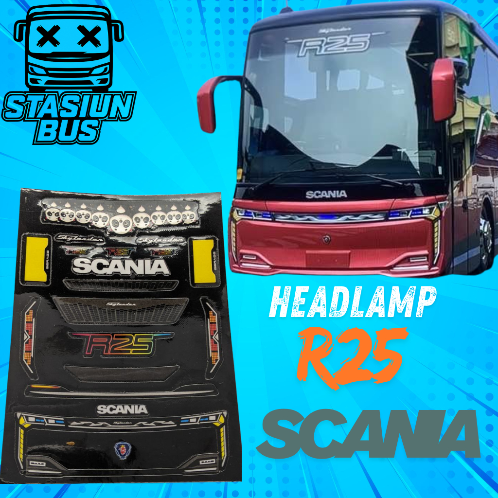 STIKER HEADLAMP R25 SCANIA UNTUK MAINAN MINIATUR BUS RKC STIKER AKSESORIS MINIATUR BUS
