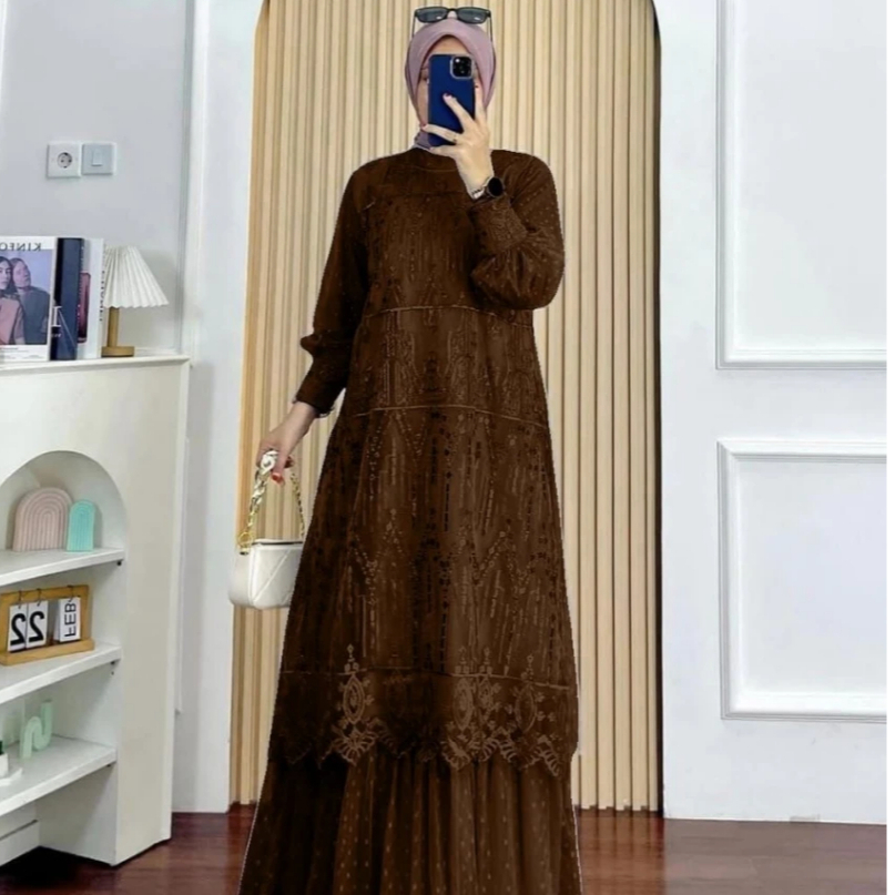 Lyf Dress Kebaya Burgandy Baju Gamis Terbaru 2025 Gamis Pesta Mewah Elegan Dress Wanita Kekinian