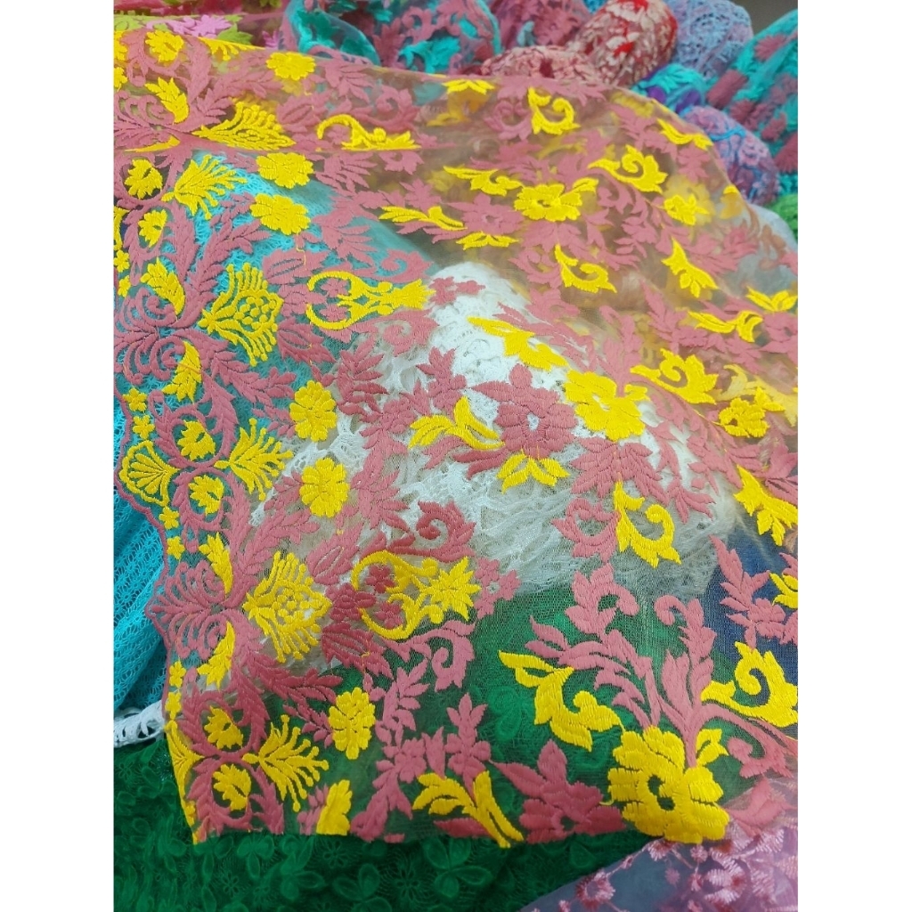 kain tile bordir  - kain bordir luxury  - kain bordir tebel  - kain tile bordir bunga  - kain bordir