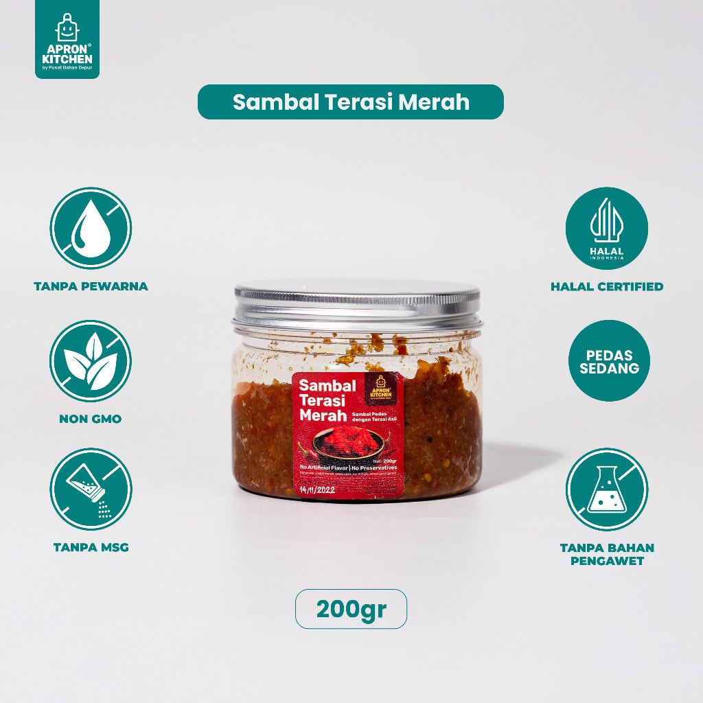 

Apron Kitchen Sambal Homemade Halal Tanpa Msg 200g