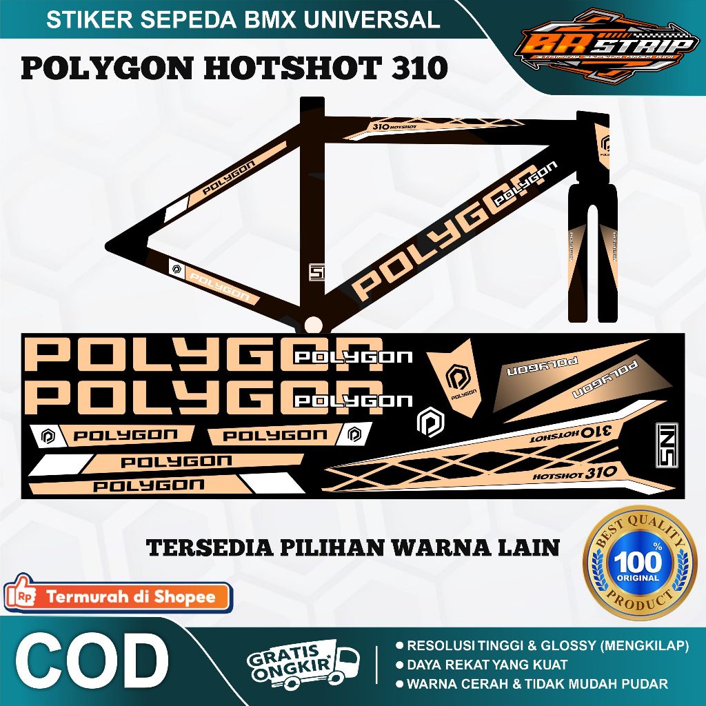 NEW stiker striping sepeda BMX 18 20 polygon decal glossy lentur anti air