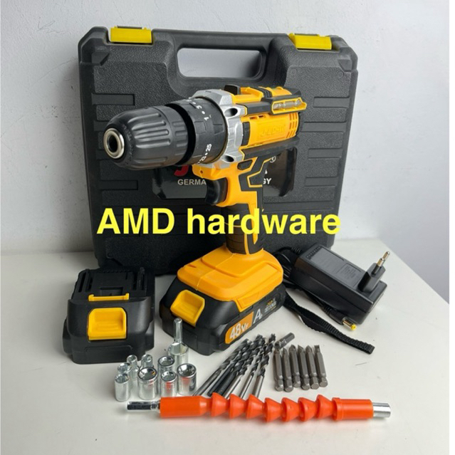 Mesin Bor Tembok Beton Cordless Impact Drill 13mm Baterai 21V-36V JLD Set Lengkap Mata bor batere 29