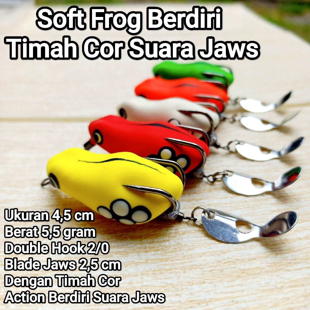 SOFT FROG BERDIRI TIMAH COR SUARA JAWS. lure casting. umpan casting