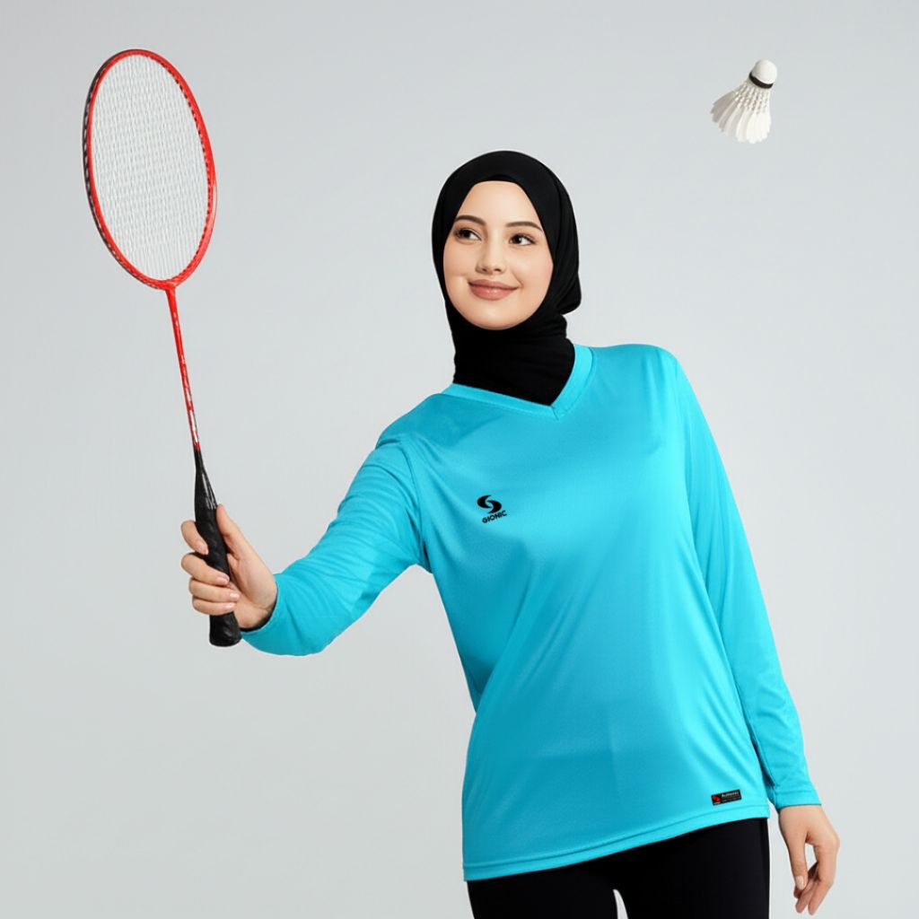baju atasan olahraga wanita muslim voli yoga gym bulutangkis