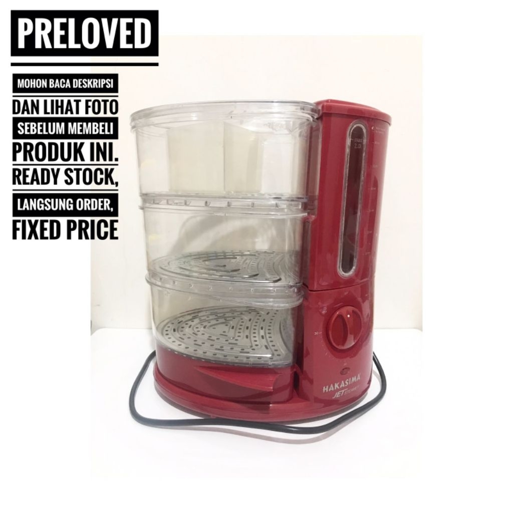PRELOVED ORIGINAL HAKASIMA JET STEAMER IN RED 3 SUSUN TINGKAT PANCI KUKUSAN DANDANG LISTRIK MULTIFUN
