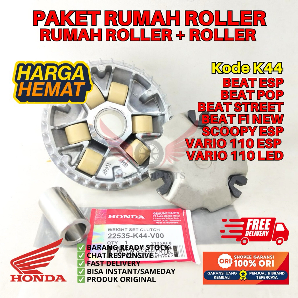 K44 RUMAH ROLLER + ROLLER BEAT ESP ORIGINAL AHM HONDA, PAKET RUMAH ROLLER ORIGINAL BEAT POP, RUMAH R