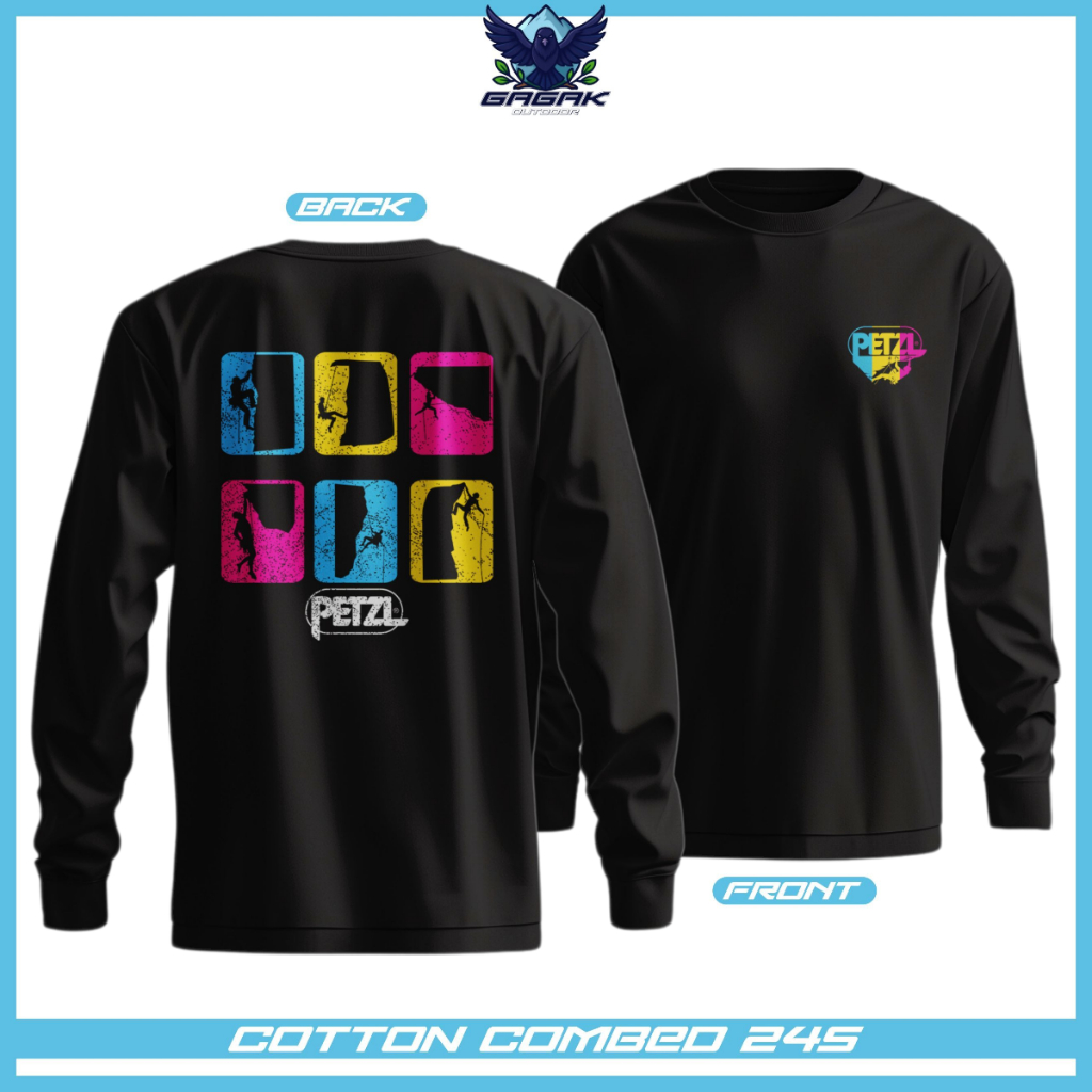 gagak outdoor Kaos Petzl Climbing Unisex pria dan wanita Cotton pendaki gunung lengan panjang 1