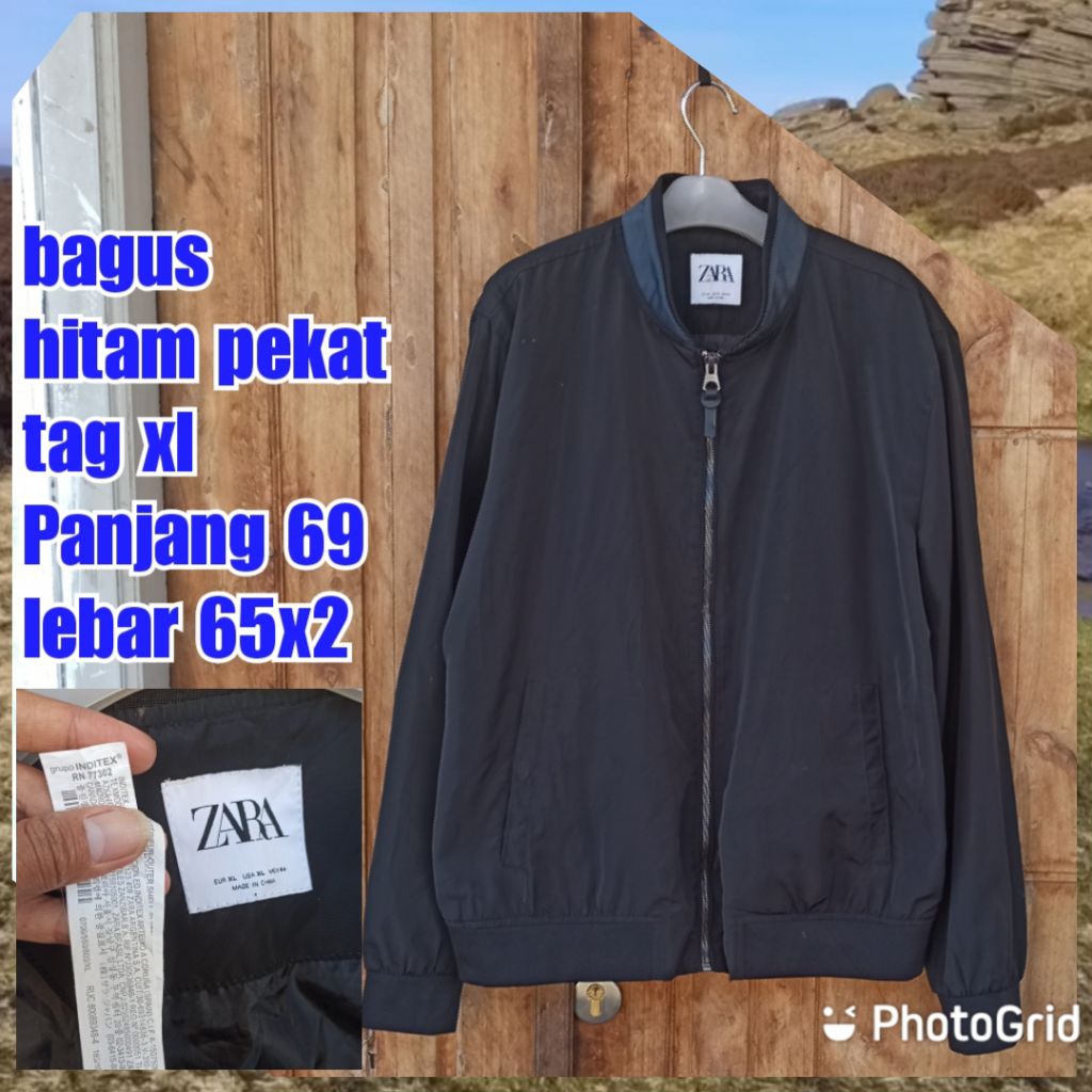 jaket work kerja casual bomber windbreaker hitam besar jumbo zara