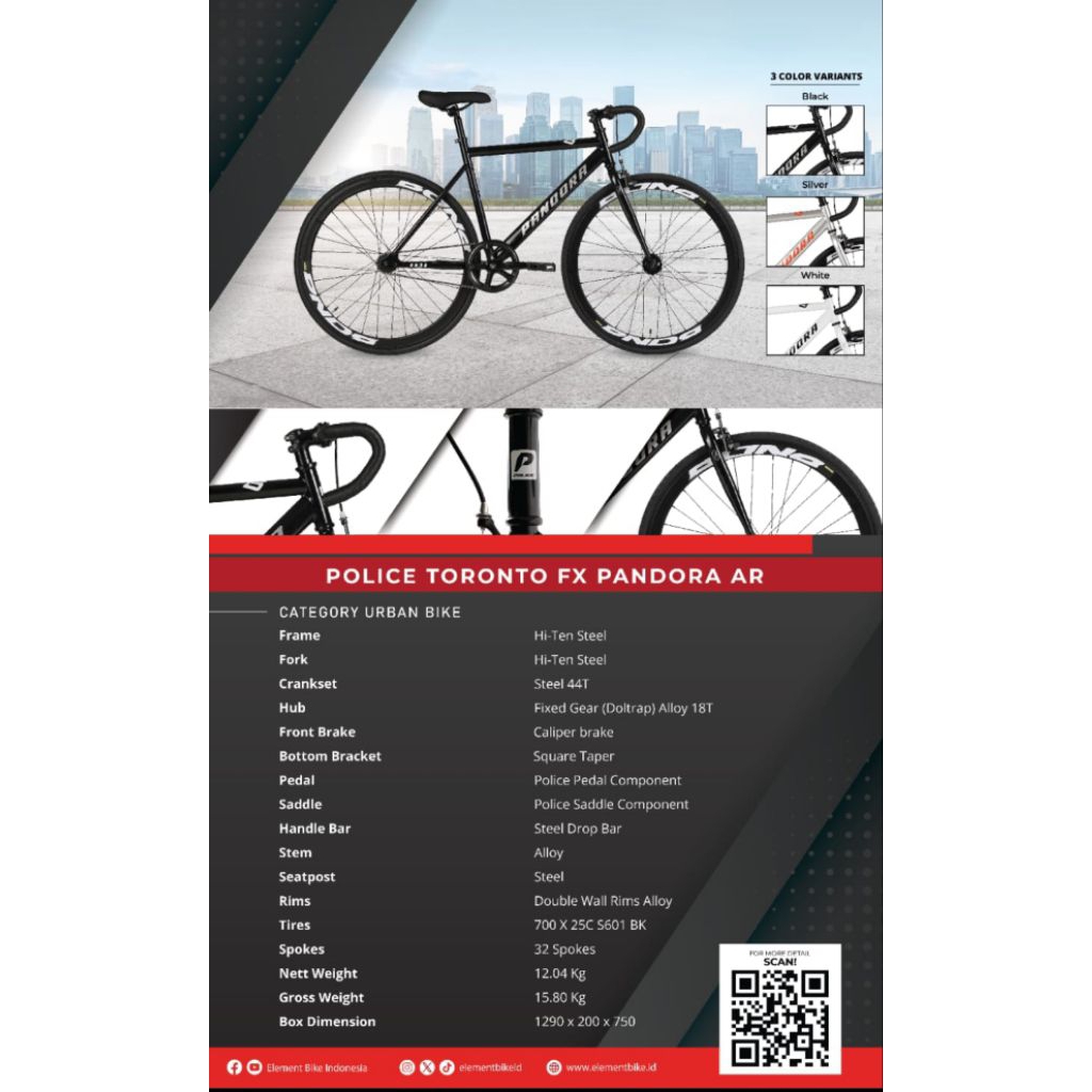 Sepeda Fixie Element Police Toronto Pandora AR
