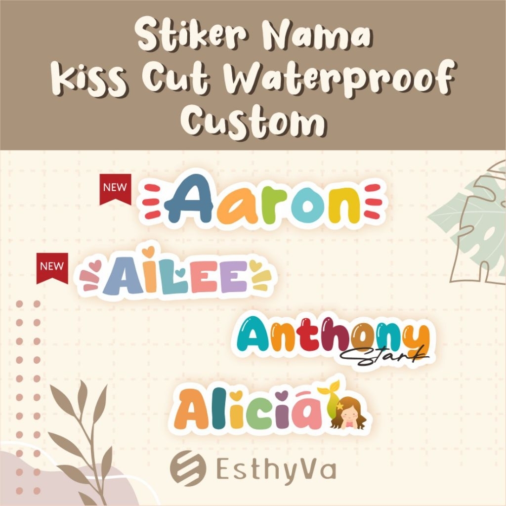 

Stiker Nama / Label Nama Karakter Custom Cutting Waterproof