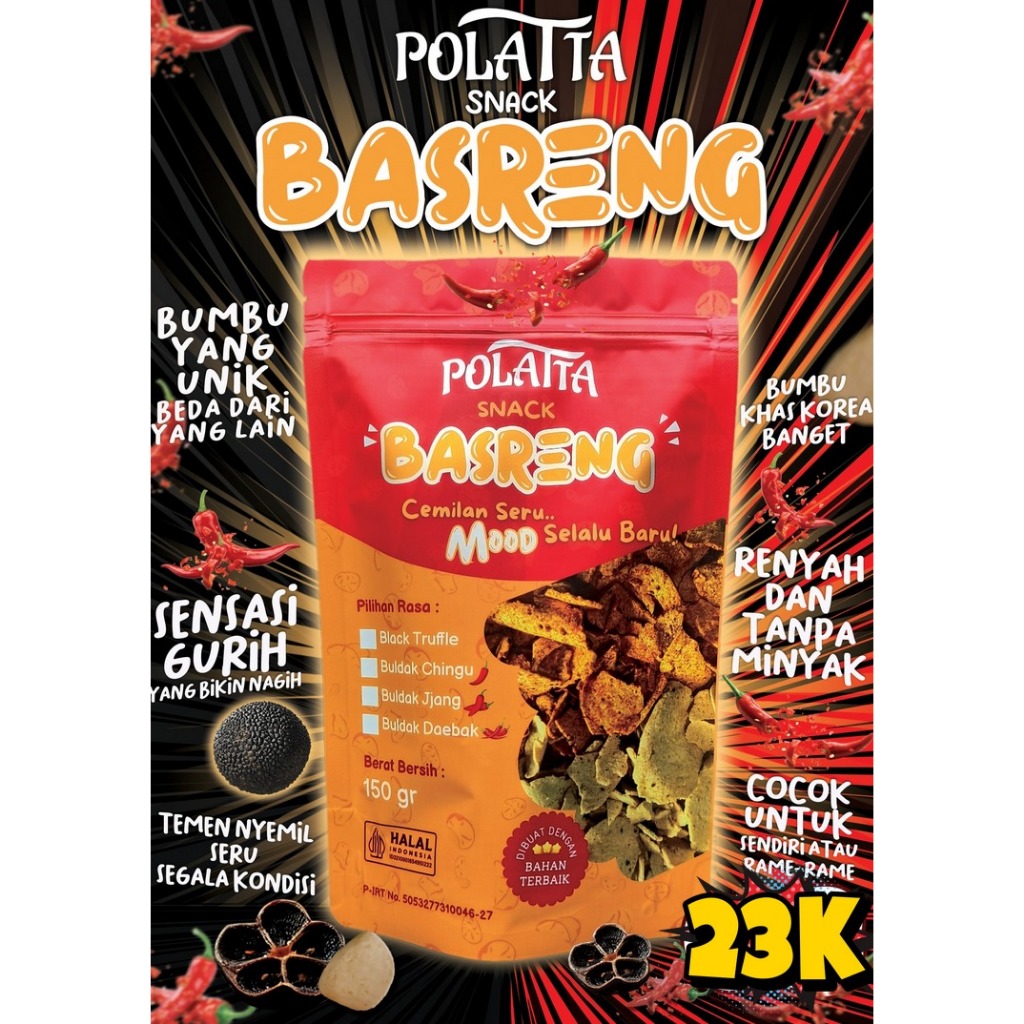 

Basreng Pipih Polatta Snack - Bumbu unik, renyah tanpa minyak 150 gr