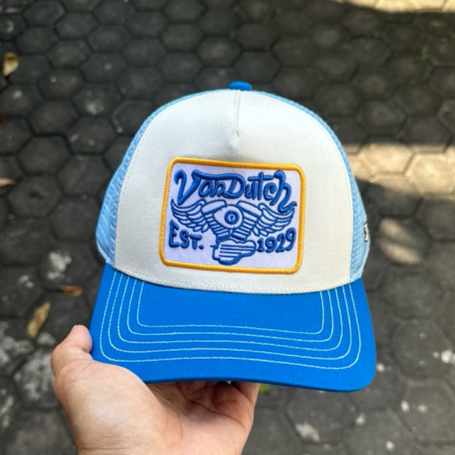 VONDUTCH topi trucker cap biru bordir NEW ORIGINAL 100%