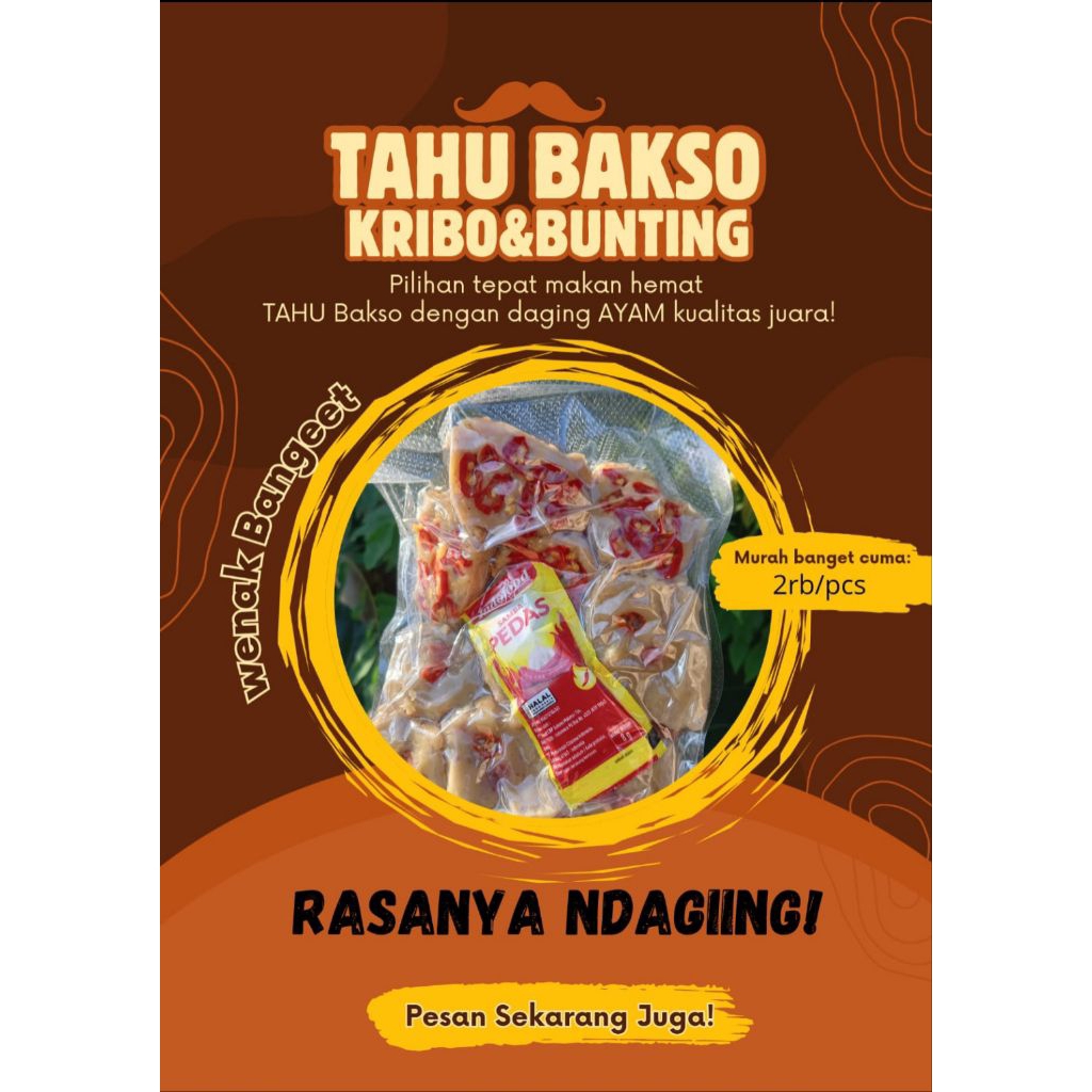 

Tahu bakso kribo dan Bunting wenaaak pooll isian mix 1 paket 10pcs free saos sambal