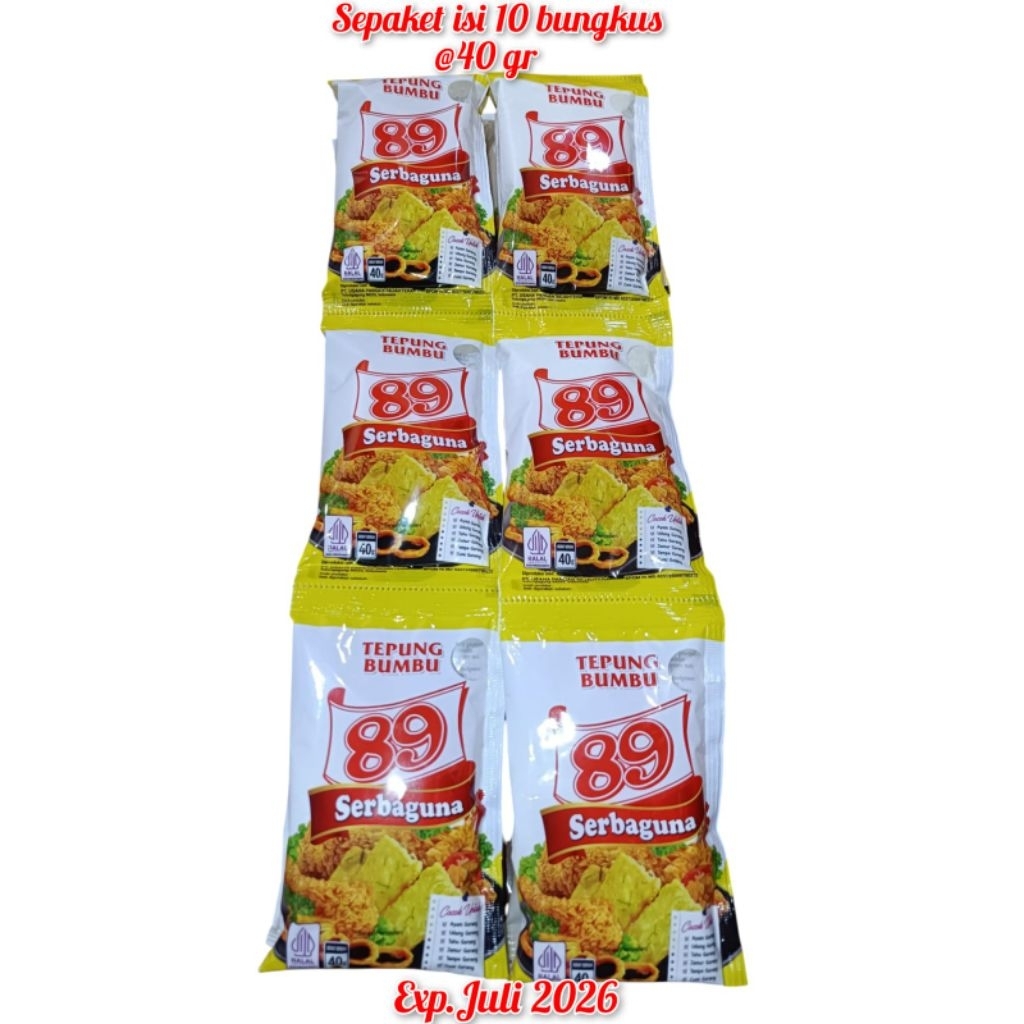 

TEPUNG BUMBU 89 SERBAGUNA SEPAKET ISI 10 BUNGKUS @40gr