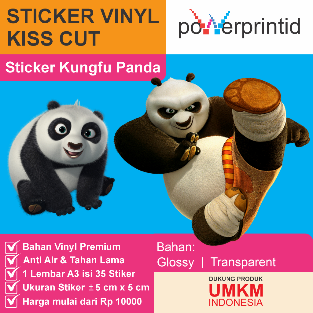 

Sticker Kungfu Panda Lucu – Vinyl Kiss Cut | Waterproof & Tahan Lama | 35 Desain Unik A3