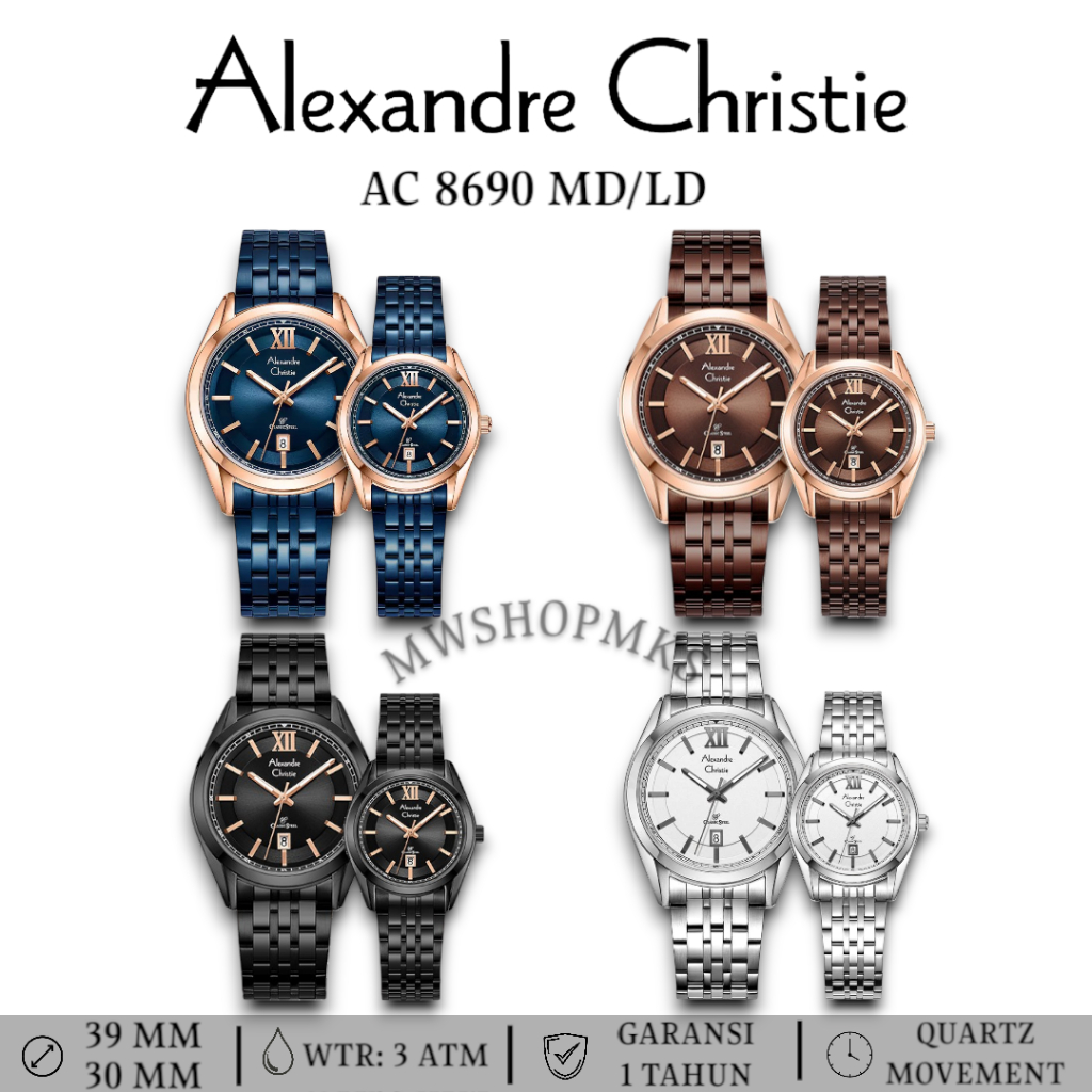 Jam Couple Alexandre Christie AC8690 AC 8690 Original Garansi Resmi Alexander Christie Free Baterai