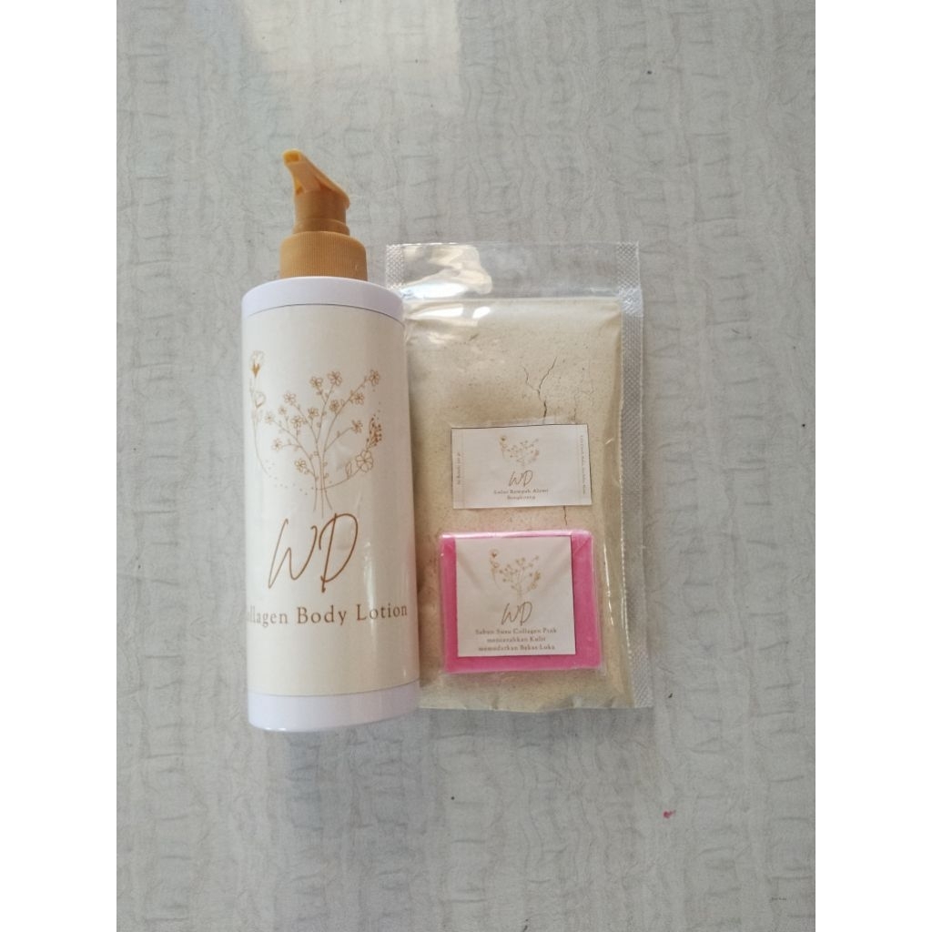 Body lotion collagen + Lulur Rempah Alami + Sabun susu collagen WD