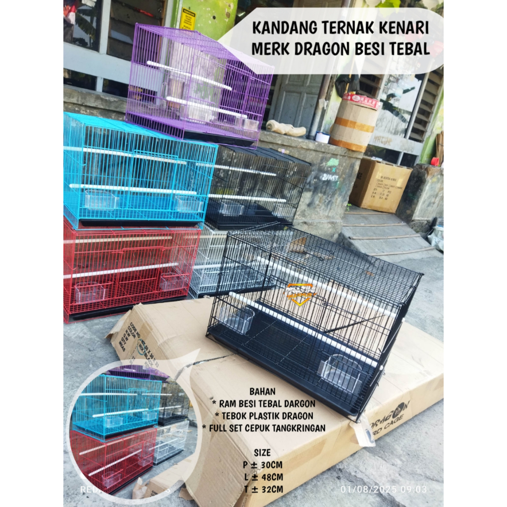 KANDANG TERNAK KENARI MERK DRAGON SIZE 50CM KANDANG SUGAR GLIDER KITTEN DLL KANDANG LIPAT BESI TEBAL