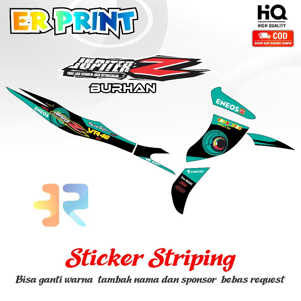 Striping Jupiter Z Burhan Sticker 1 Full Set Kanan Kiri Variasi  Desain Vr 46