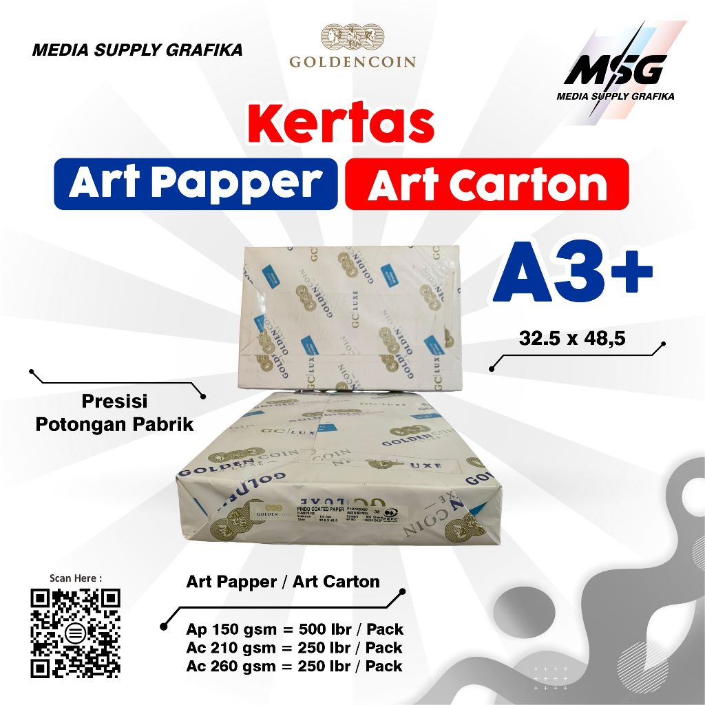 

Kertas Art Paper Art Carton A3+ GOLDEN COIN | Presisi | Potongan Pabrik