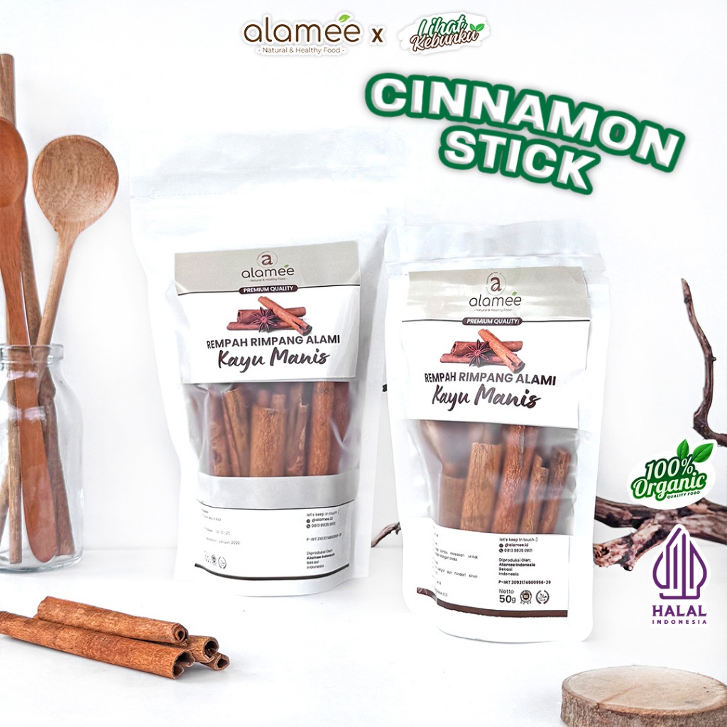 

ALAMEE Kayu Manis Batang Cinnamon Stick Rempah Rimpang Organik Alami Bumbu Masak Dapur LIHAT KEBUNKU