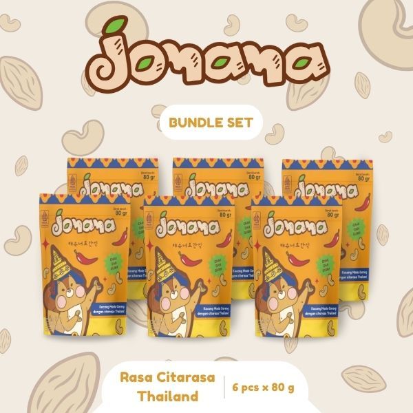 

Jomama - BUNDLE 6pcs Kacang Mede Citarasa Thailand 80gr Snack Cemilan Jajanan