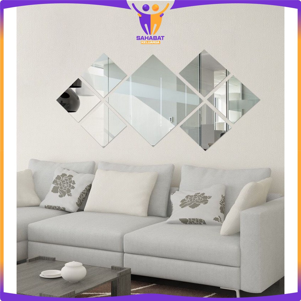 EC Stiker Kaca Rias Persegi UK 30x30cm Mirror Wall Decoration / Cermin Dinding Anti Pecah / Sticker 