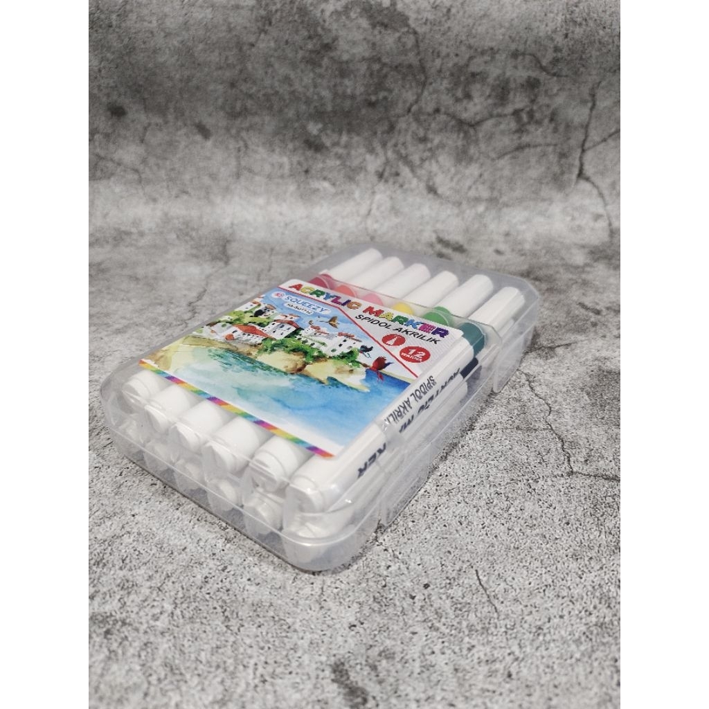 

spidol akrilik 12 warna cerah, akrilik marker 12 warna