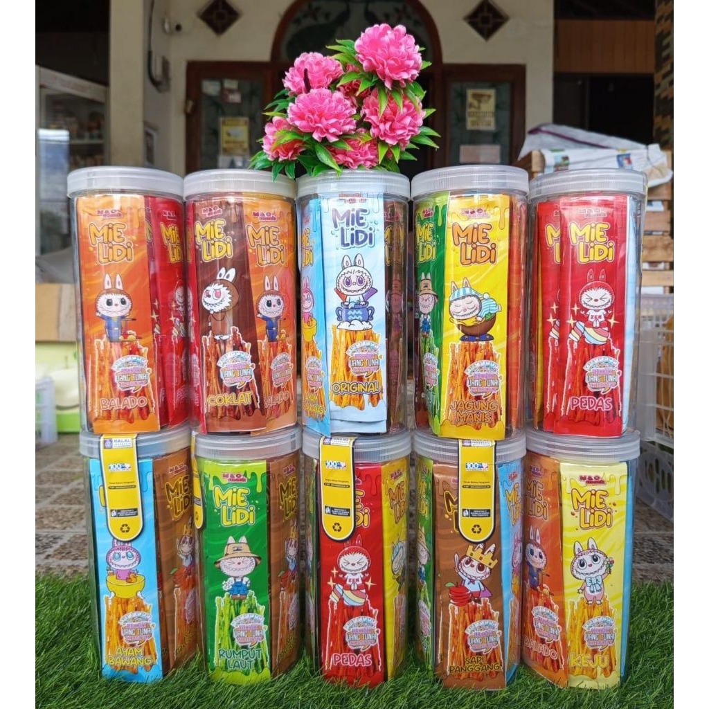 

Mie lidi | Varian mix | Kemasan 300 gr | Camilan atau Snack Gurih, Pedas, manis & Renyah.