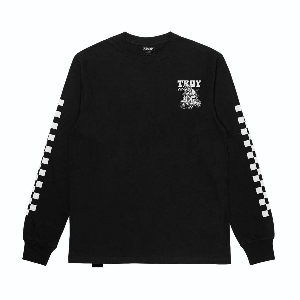 Troy Company Longsleeve Tshirt Black Scooter - Kaos Hitam Lengan Panjang LS 3204