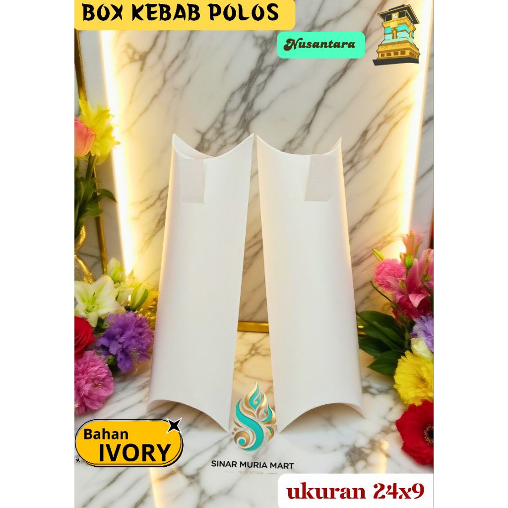 

(24x9) Box Bungkus Kebab IVORY Polos Premium, Wadah Kebab,100 pcs