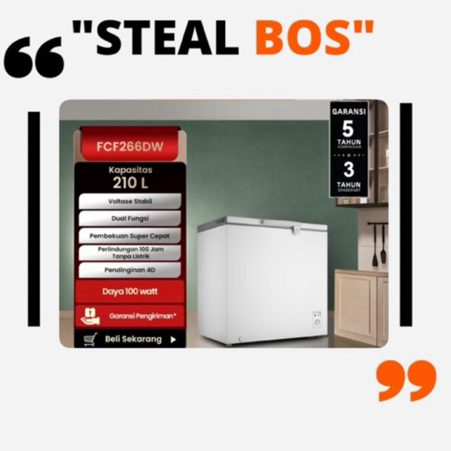 Freezer changhong FCF 266 DW chest freezer changhong 210 Liter garansi resmi freezer box changhong 2