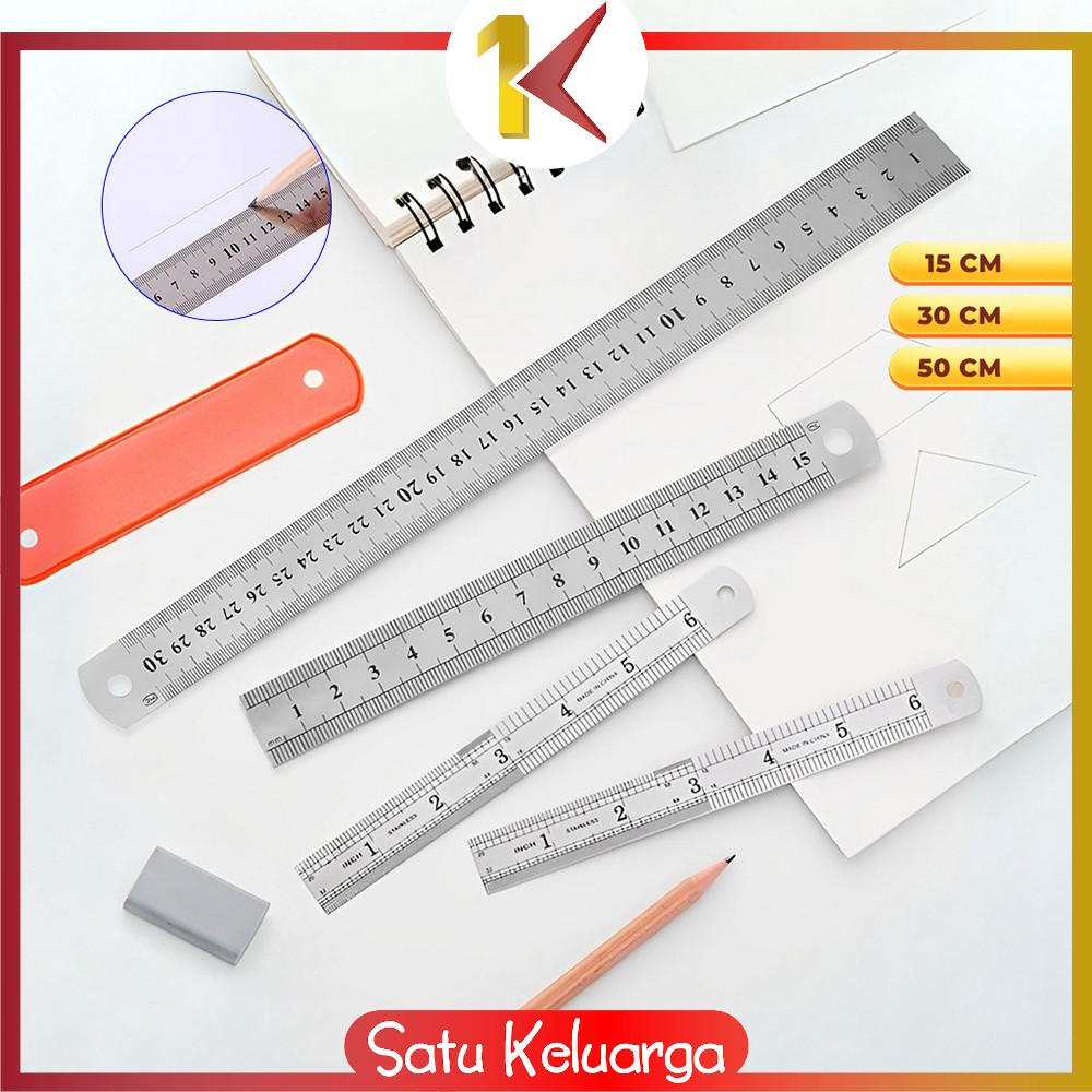 

EC SK-A107 Penggaris Besi Stainless Steel Ruler / Penggaris UK 15CM Serbaguna Perlengkapan Sekolah / Mistar Besi Alat Ukur Multifungsi