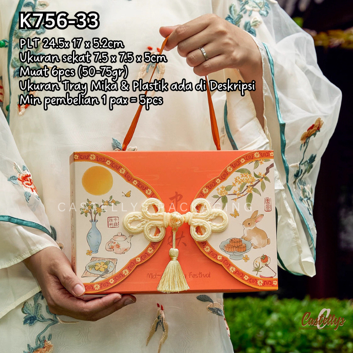 

Kotak Box Kue K756-33 Kotak Kue Bulan 50-75gr Mooncake Cookies Pia Mochi Snowskin Pia Thousand Layer dll