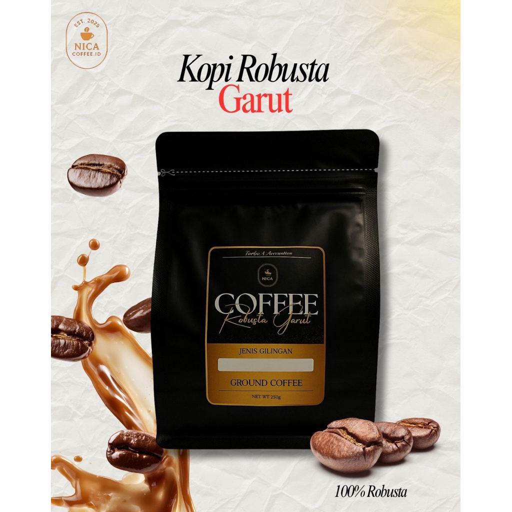 

NICA COFFEE Roasted Beans - Kopi Robusta Garut 250g | Kopi Bubuk Fresh Roasted