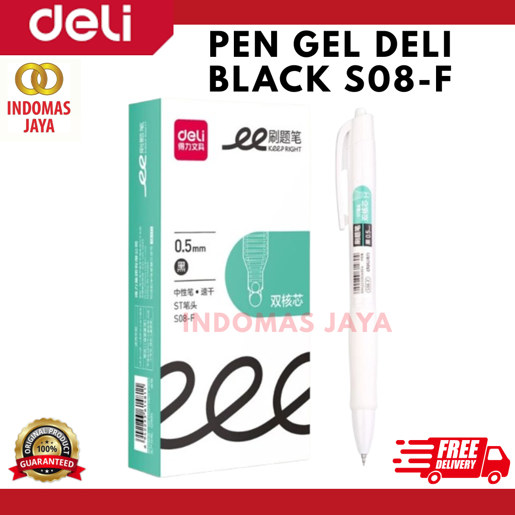 

DELI Pena tinta gel cetekan 0.5mm hitam S08-F/S08-E (HARGA PER PCS)