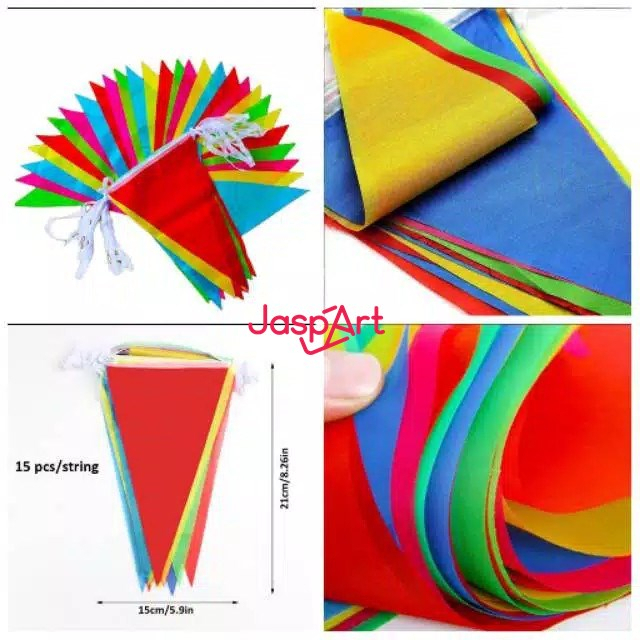 150pcs/80 Meter Bendera Kain Warna Warni Umbul-Umbul Bendera Segitiga Kain 80 meter