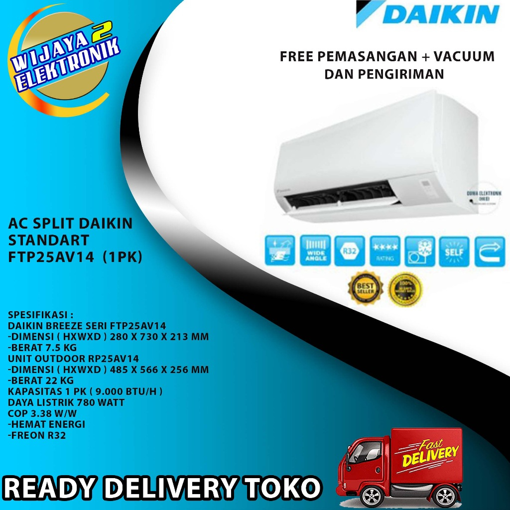 AC DAIKIN FTP25AV14 - AC Split DAIKIN 1 PK + PASANG DAN ANTAR FTP25AV