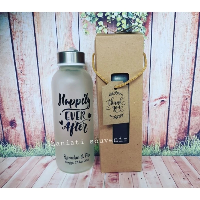 Botol tumbler kaca dove/ custom souvenir / pernikahan / souvenir / wedding