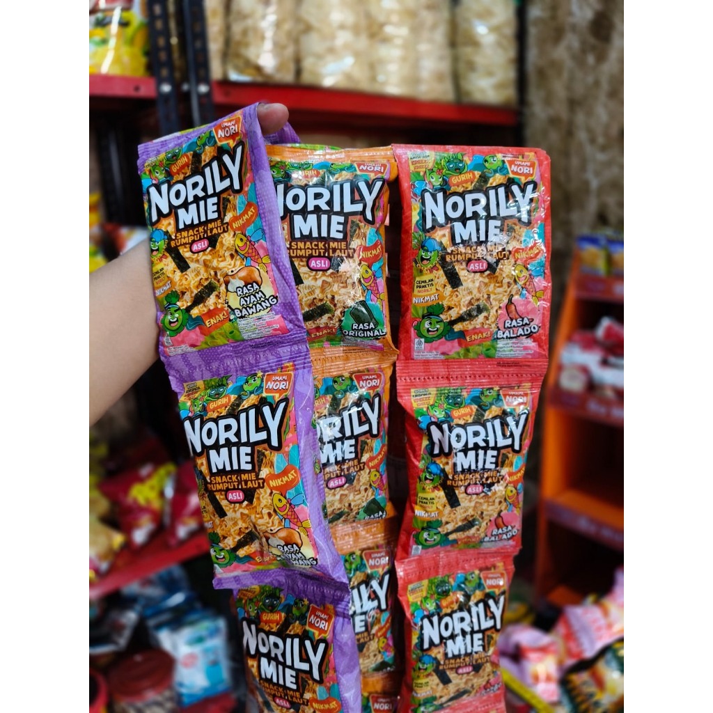 

NORILY MIE - 3 RENCENG ISI 30 Pcs Rumput Laut Gurih dan Krispi - Snack Pilihan Varian Nori Mie