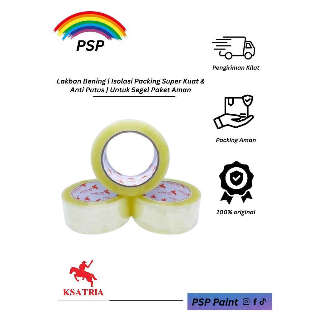 

Isolasi Bening | Lakban Packing Serbaguna | Untuk Dus, Kardus, Paket, & Kantor