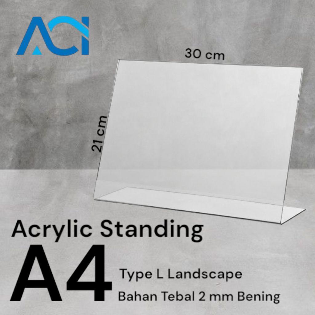 

Akrilik Standing/Akrilik Tent Holder/Tempat Brosur/Akrilik Tent Card A4 L Landscape 2mm