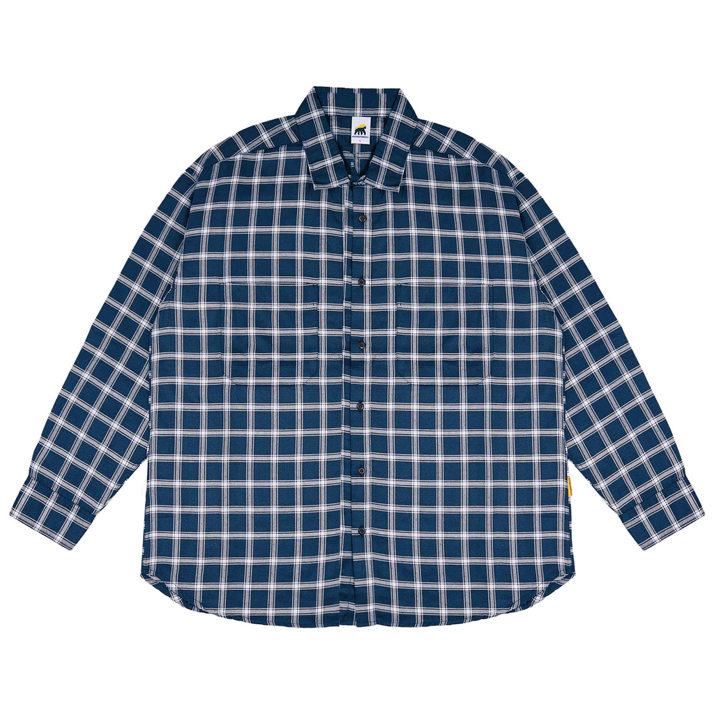 House of Smith BJM Kemeja Flanel Oversize Pria - Double Pocket Oversized Flannel Navy White - Flanne